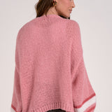 Varsity Open Front Sweater Cardigan - Pink