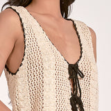 Taja Top in Natural with Black Border