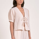 Dolce Top in Tan Seersucker