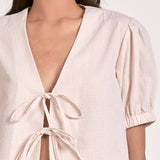Dolce Top in Tan Seersucker
