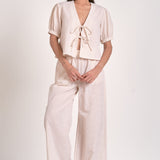 Dolce Top in Tan Seersucker