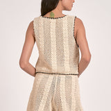 Taja Top in Natural with Black Border