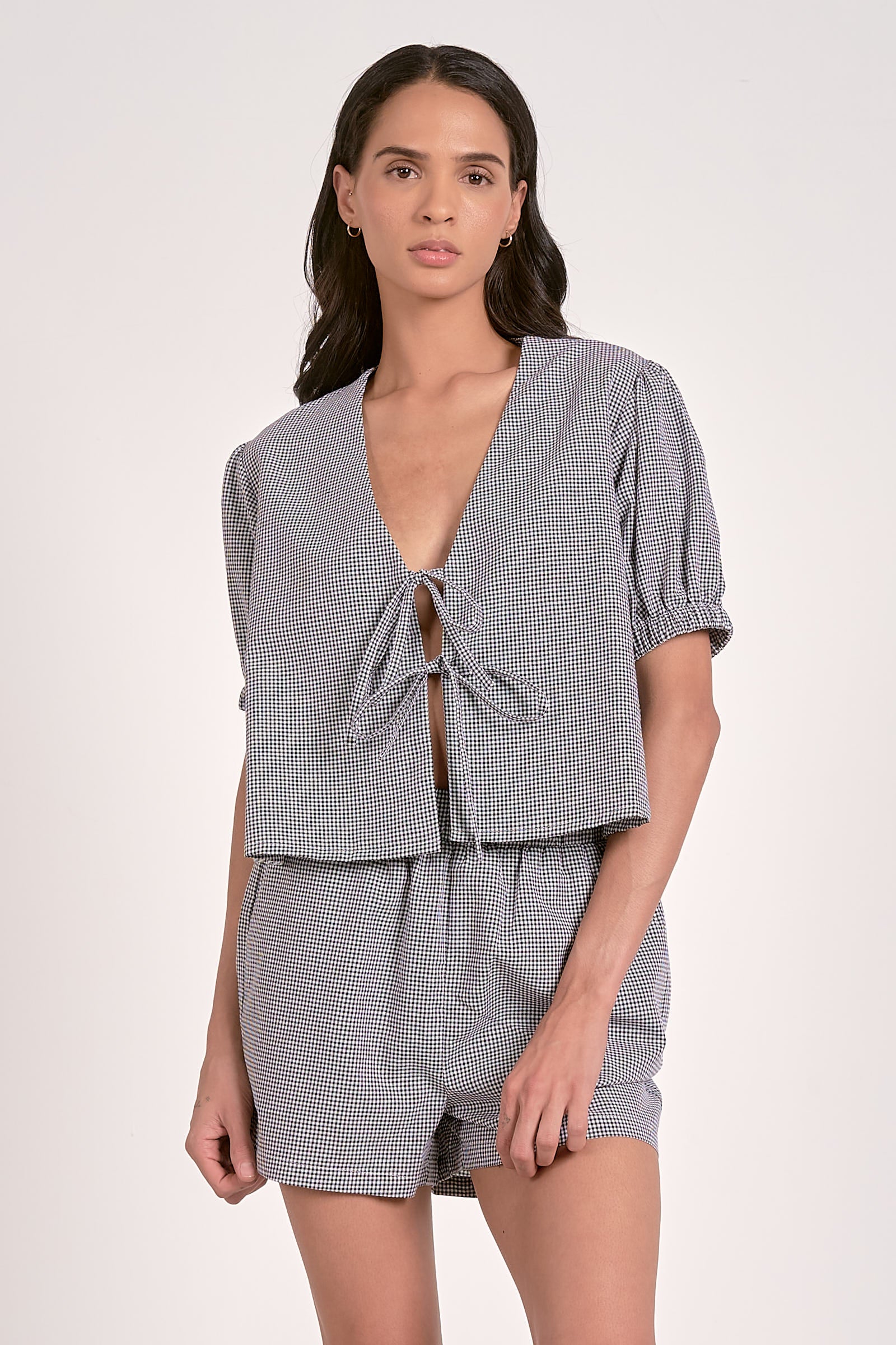 Dolce Top in Black Seersucker