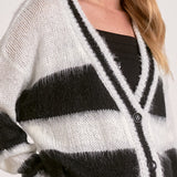 Elan Striped V-Neck Cardigan Sweater