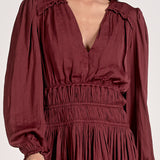 Elan Long Sleeve Gathered Mini Dress