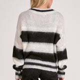 Elan Striped V-Neck Cardigan Sweater