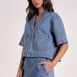Elan Denim Short Sleeve Top