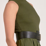Elan Elsie Mixed Media Maxi Dress in Pine