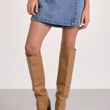 Elan Slanted Front Skort in Denim