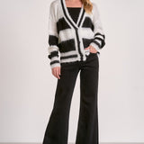Elan Striped V-Neck Cardigan Sweater