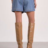 Elan Slanted Front Skort in Denim