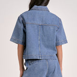 Elan Denim Short Sleeve Top