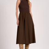 Elan Elsie Mixed Media Maxi Dress in Cocoa