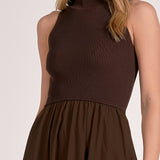 Elan Elsie Mixed Media Maxi Dress in Cocoa