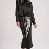 Elan Long Sleeve V-Neck Scarf Top