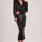 Elan Long Sleeve V-Neck Scarf Top