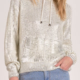 Elan Metallic Threaded Hoodie in White