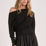 Elan Off-the Shoulder Sweater in Black