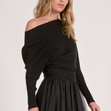 Elan Off-the Shoulder Sweater in Black