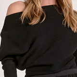 Elan Off-the Shoulder Sweater in Black