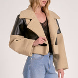 Elan Faux Leather Sherpa Jacket
