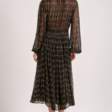 Elan Long Sleeve Maxi Dress with Tie Neck