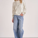 Elan Metallic Threaded Hoodie in White