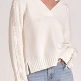 Elan Fray V-Neck Sweater in White
