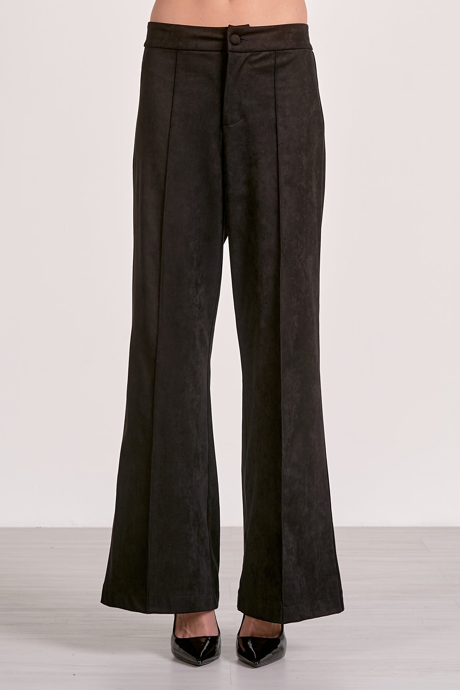Elan Suede High Waist Pants in Black