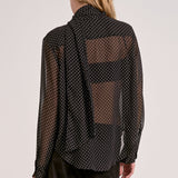 Elan Polka Dot Neck Tie Blouse