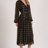 Elan Long Sleeve Maxi Dress with Tie Neck