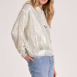 Elan Metallic Threaded Hoodie in White