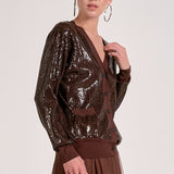 Elan Coco Relaxed Sequin Cardigan
