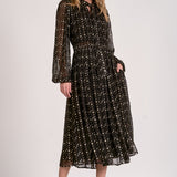 Elan Long Sleeve Maxi Dress with Tie Neck