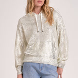 Elan Metallic Threaded Hoodie in White