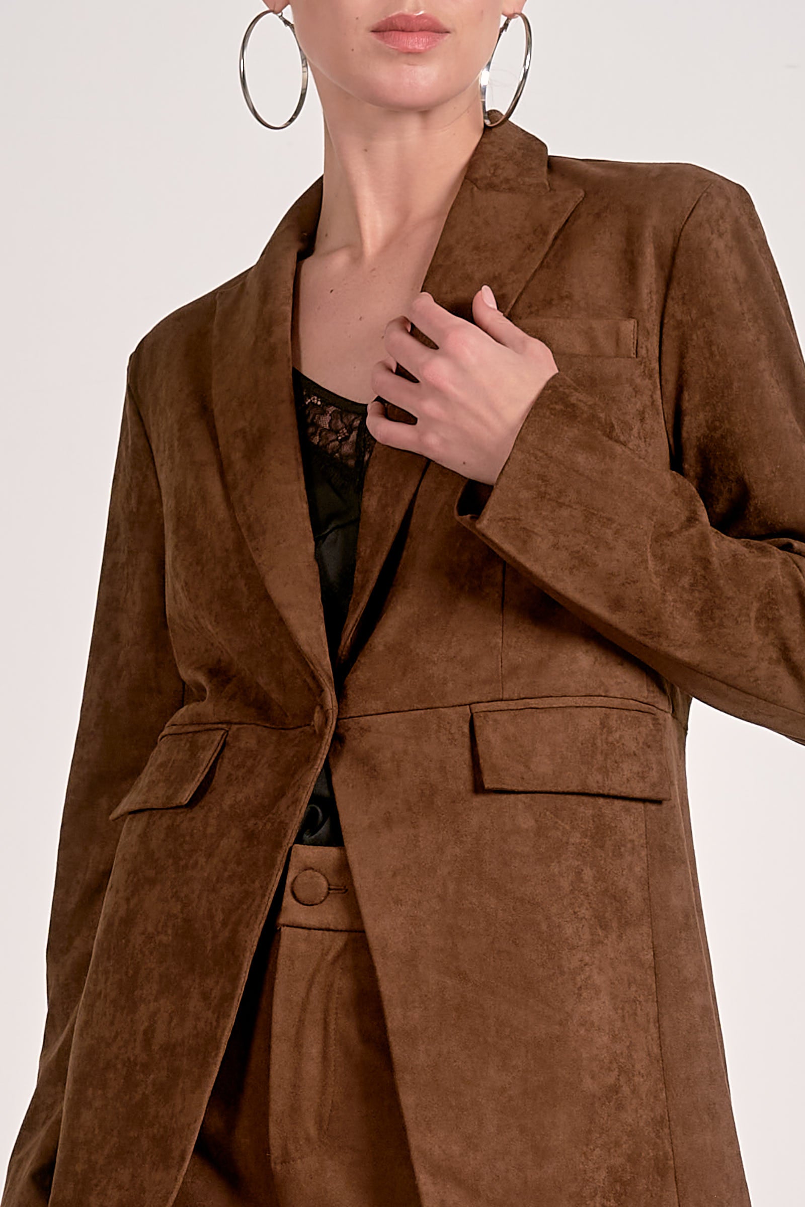 Elan Suede Blazer in Chocolate