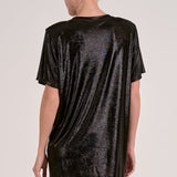 Elan Short Sleeve Mini Knotted Dress in Black
