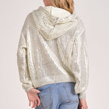 Elan Metallic Threaded Hoodie in White