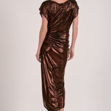 Elan Cap Sleeve Glitter Midi Dress