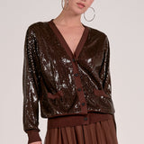 Elan Coco Relaxed Sequin Cardigan