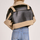 Elan Faux Leather Sherpa Jacket