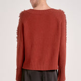 Elan Fray V-Neck Sweater in Rust