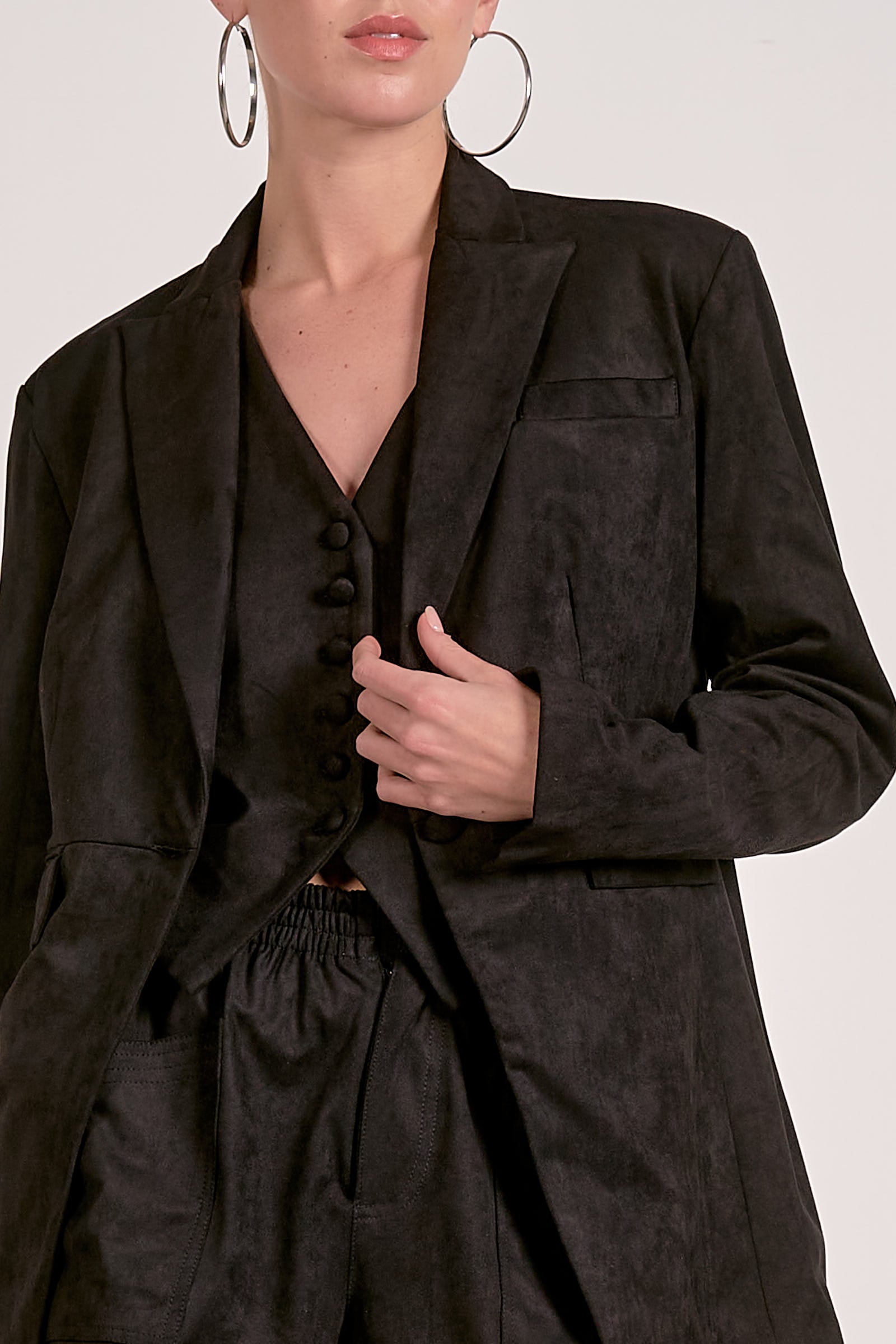 Elan Suede Blazer in Black