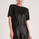 Elan Short Sleeve Mini Knotted Dress in Black