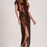 Elan Cap Sleeve Glitter Midi Dress