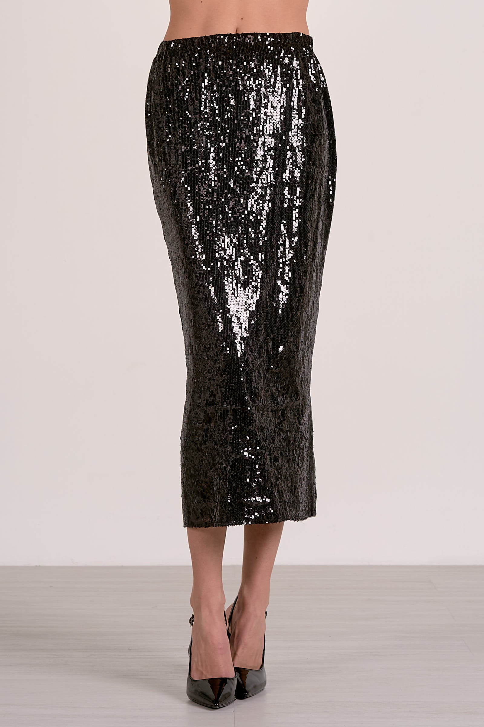 Elan Maxi Sequin Skirt in Black