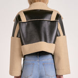 Elan Faux Leather Sherpa Jacket