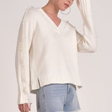 Elan Fray V-Neck Sweater in White