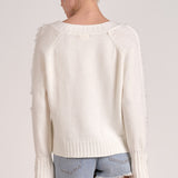 Elan Fray V-Neck Sweater in White