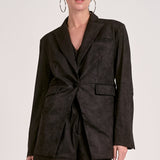 Elan Suede Blazer in Black